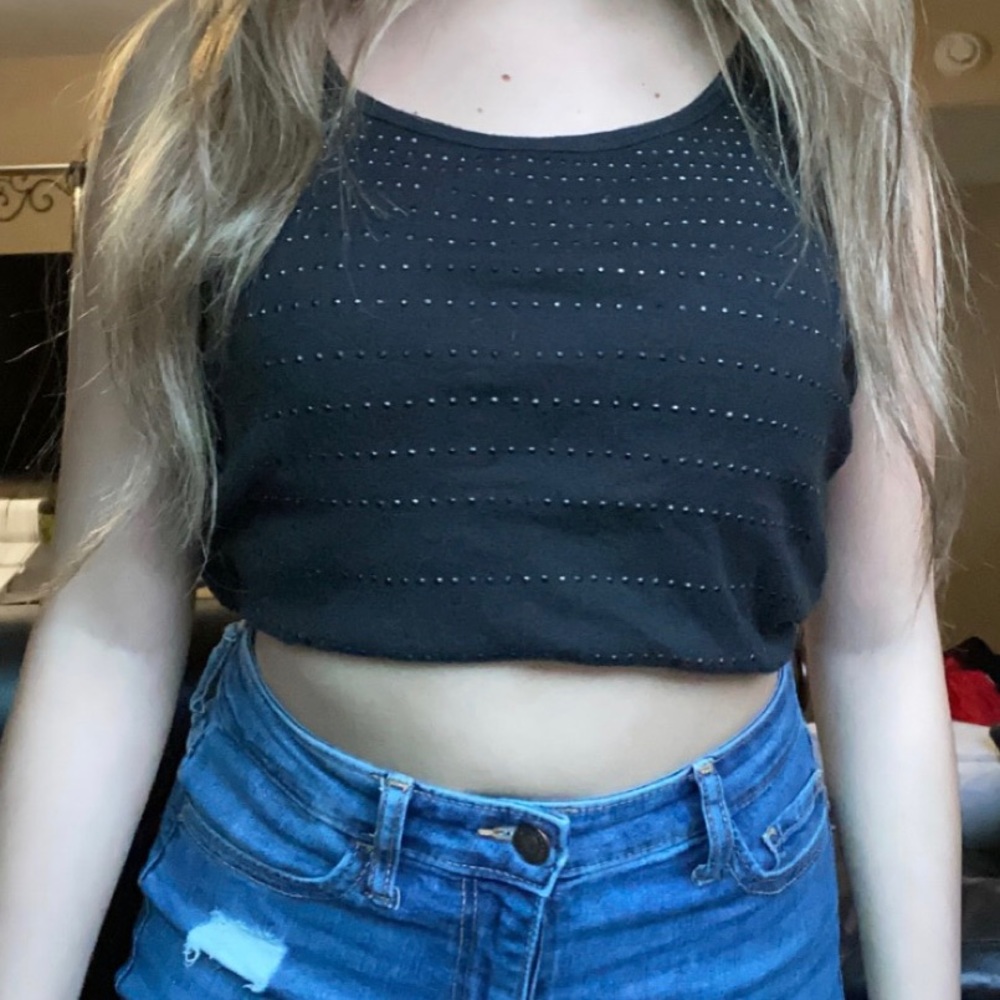 Black Rhinestone Tank Top